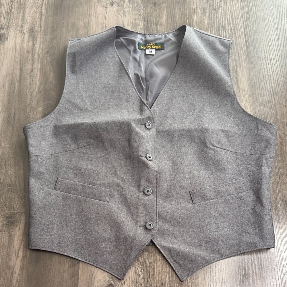 Preppy Gray Tailored Women's Vest - Picture 1 of 4